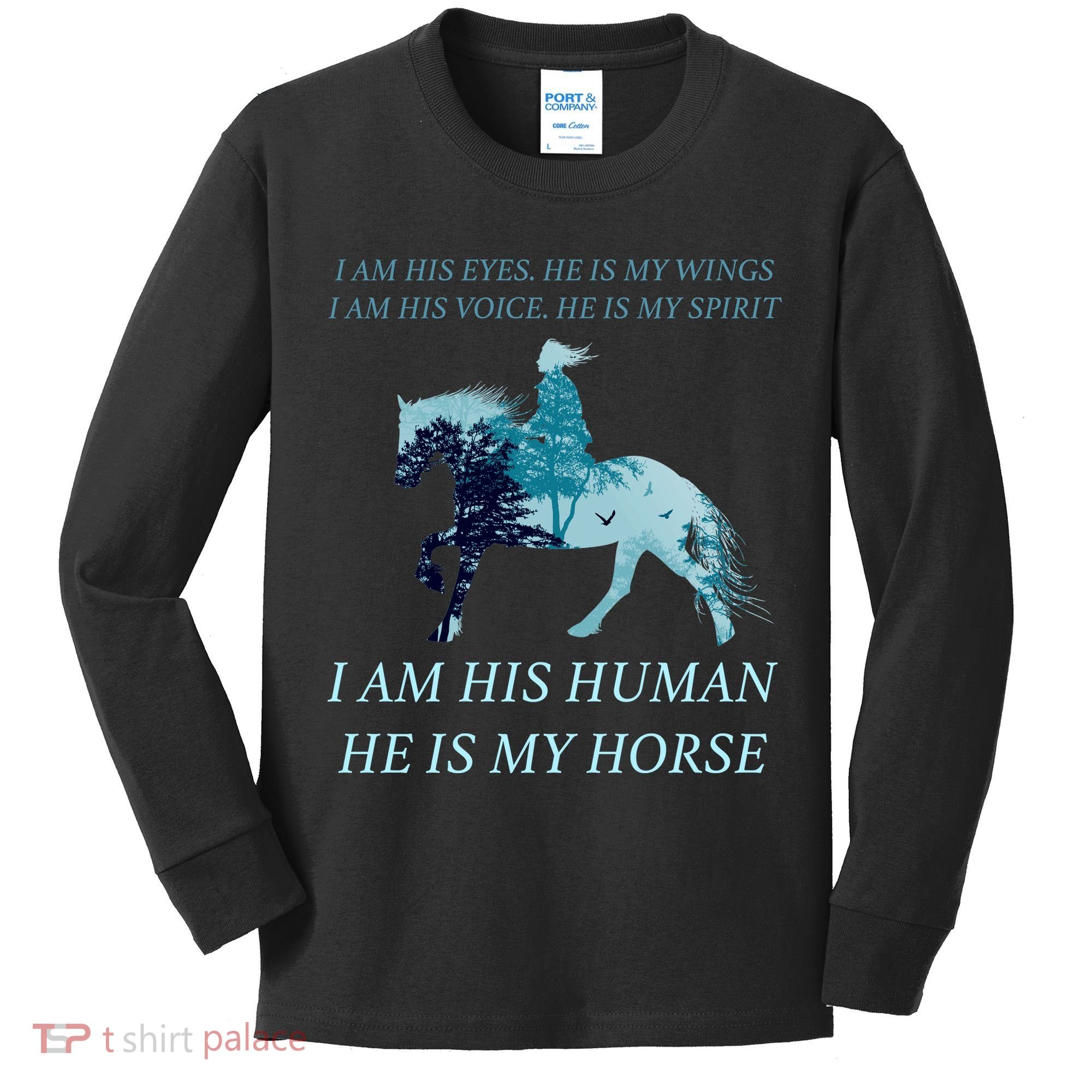 I Am His Human He is My Horse Kids Long Sleeve Shirt