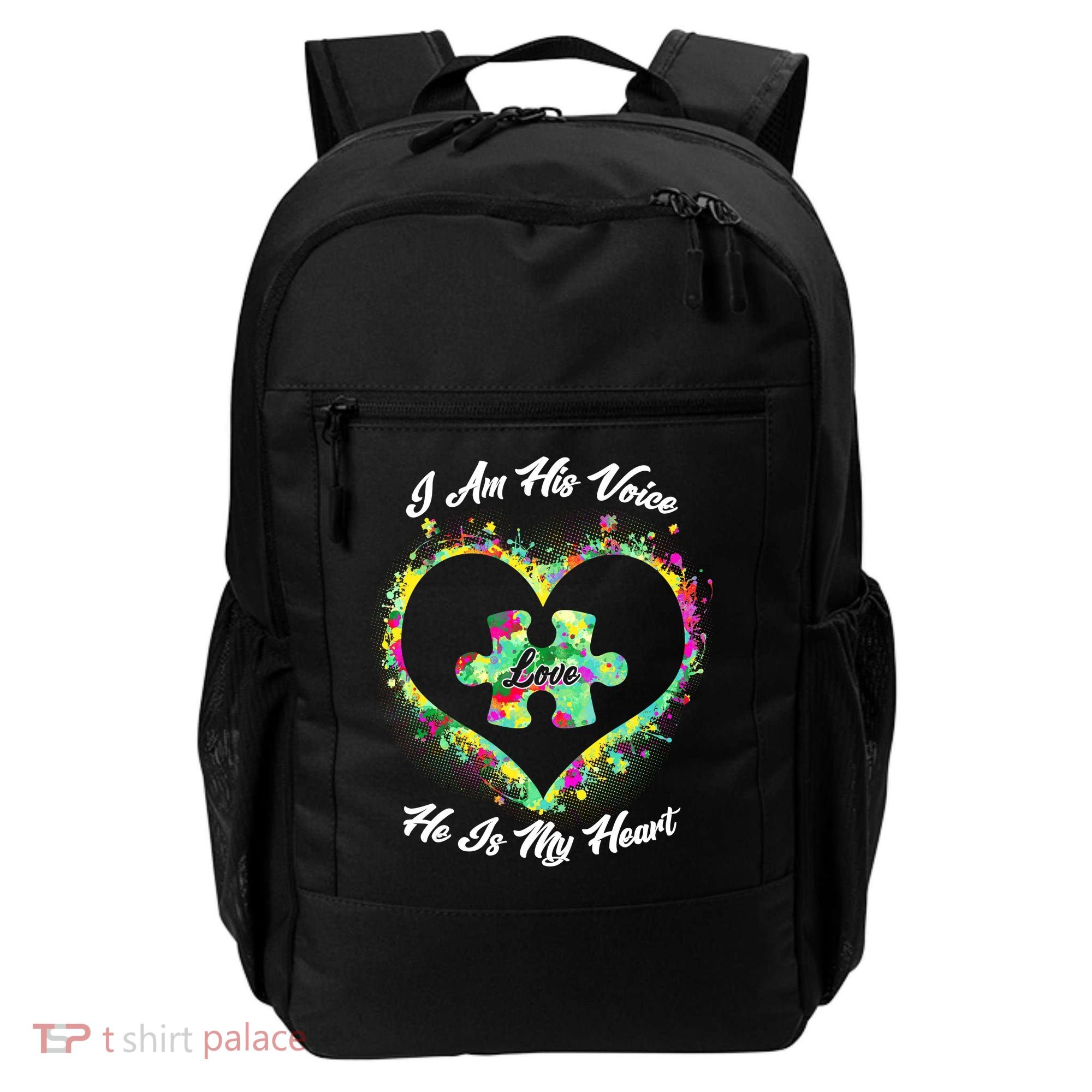 I Am His Voice He Is My Heart- Autism Awareness Backpack