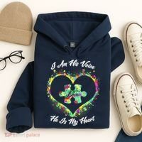 I Am His Voice He Is My Heart- Autism Awareness Hoodie thumb 4