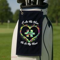 I Am His Voice He Is My Heart- Autism Awareness Golf Towel thumb 2