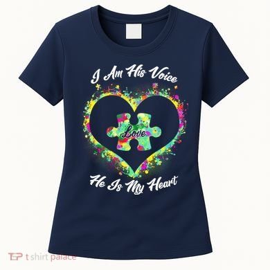 I Am His Voice He Is My Heart- Autism Awareness Women's T-Shirt