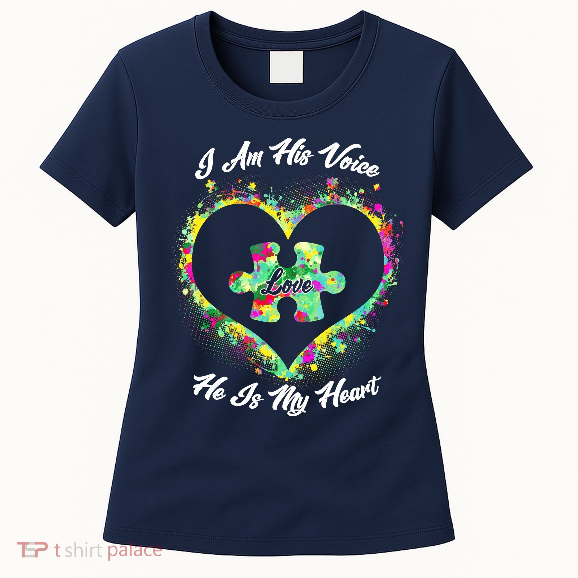 I Am His Voice He Is My Heart- Autism Awareness Women's T-Shirt