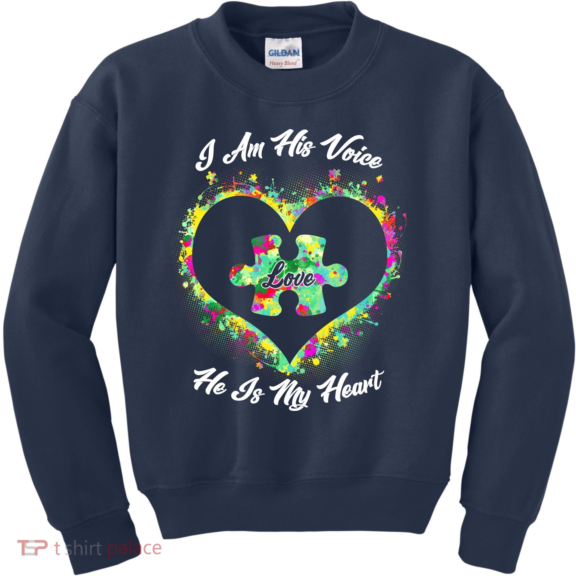 I Am His Voice He Is My Heart- Autism Awareness Kids Sweatshirt