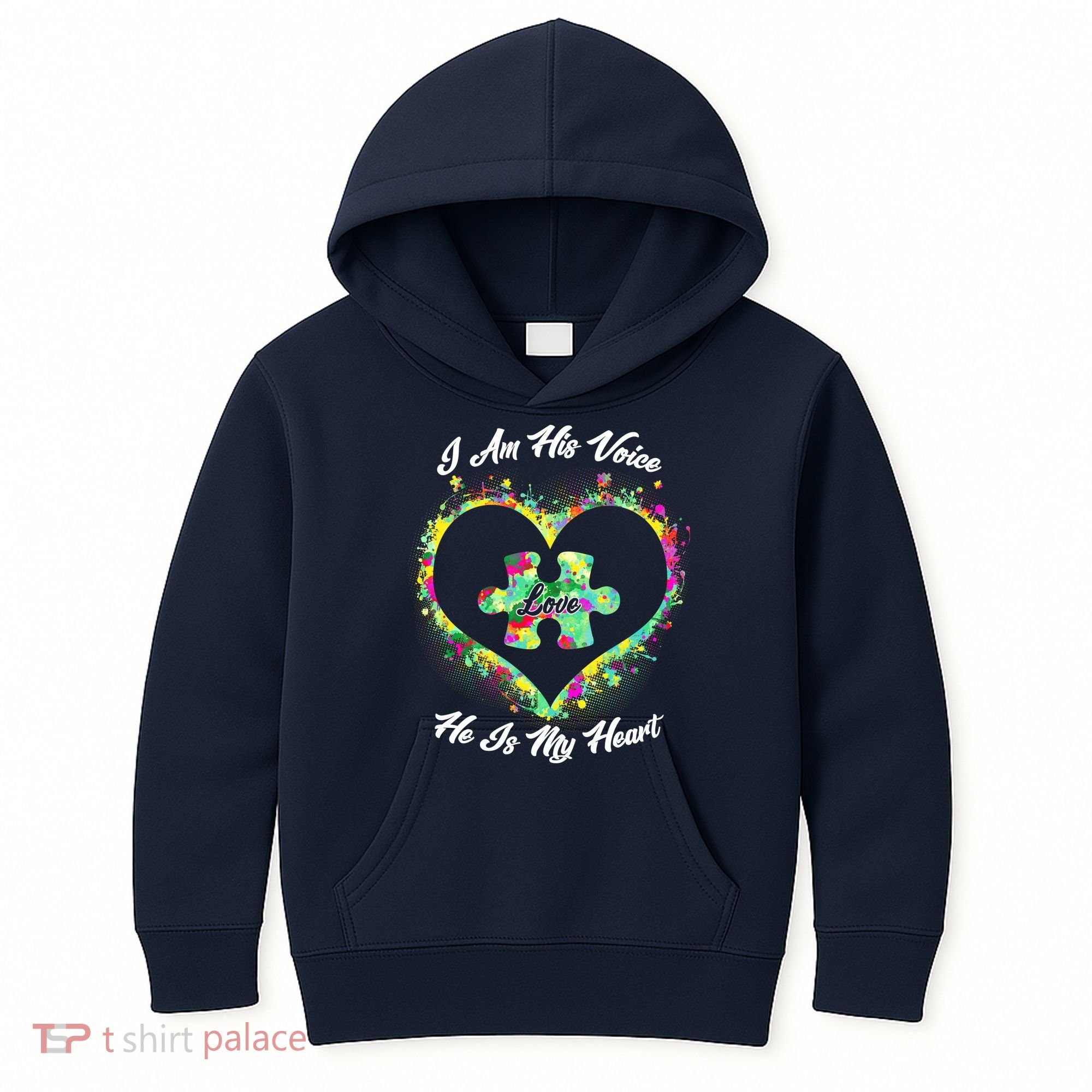 I Am His Voice He Is My Heart- Autism Awareness Kids Hoodie