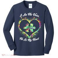 I Am His Voice He Is My Heart- Autism Awareness Kids Long Sleeve Shirt thumb 0