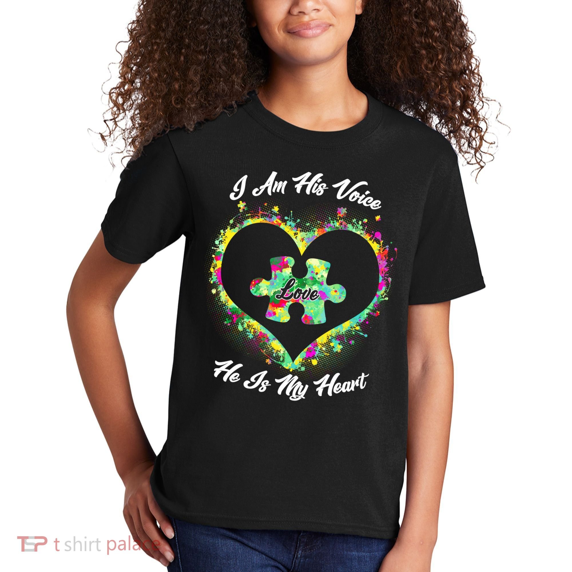 I Am His Voice He Is My Heart- Autism Awareness Kids T-Shirt