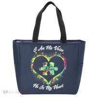 I Am His Voice He Is My Heart- Autism Awareness Tote Bag thumb 0