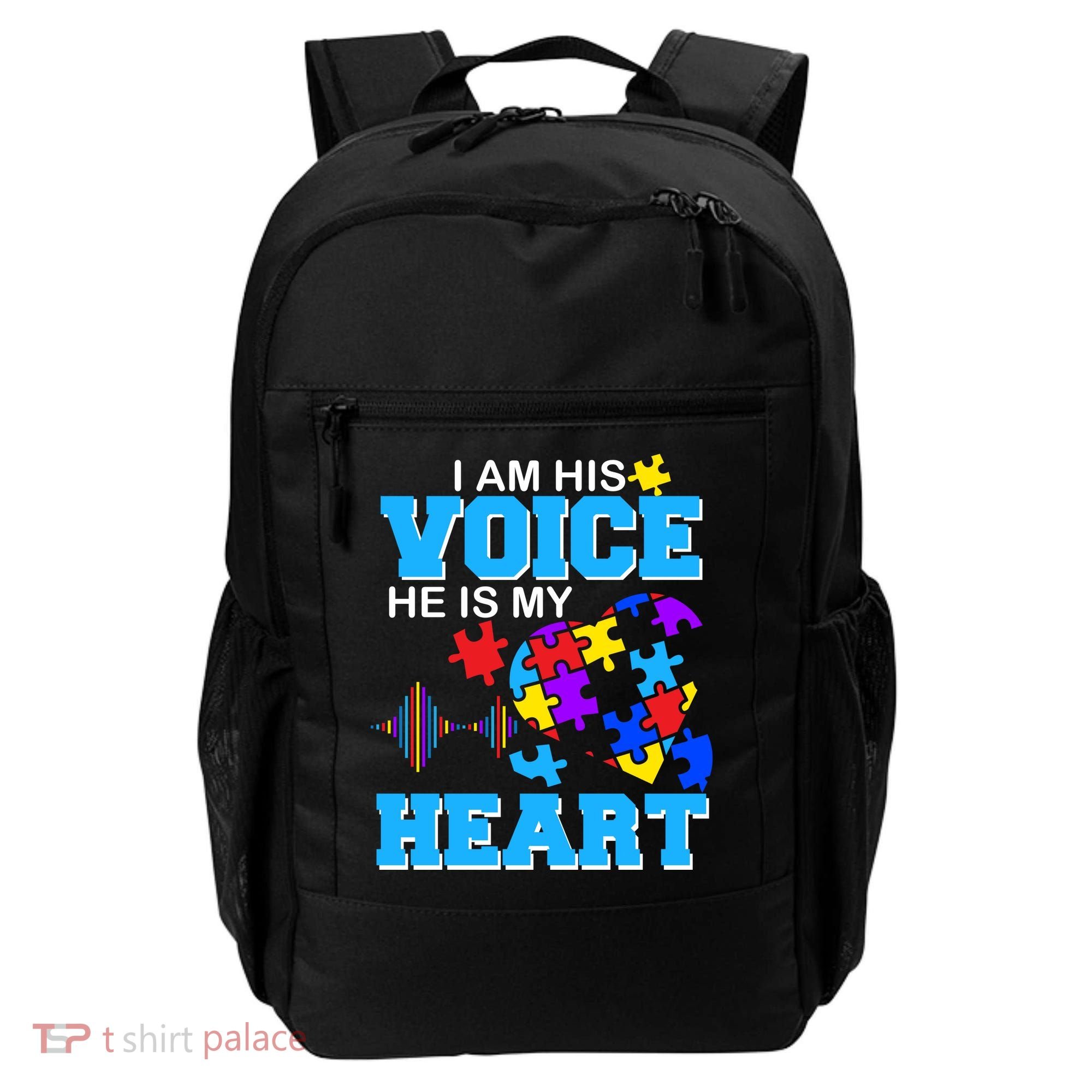 I Am His Voice He Is My Heart Autism Backpack