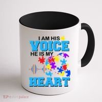 I Am His Voice He Is My Heart Autism Coffee Mug thumb 1