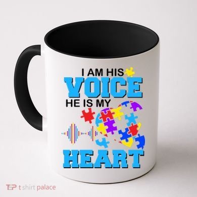 I Am His Voice He Is My Heart Autism Coffee Mug