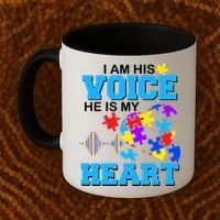 I Am His Voice He Is My Heart Autism Coffee Mug thumb 2