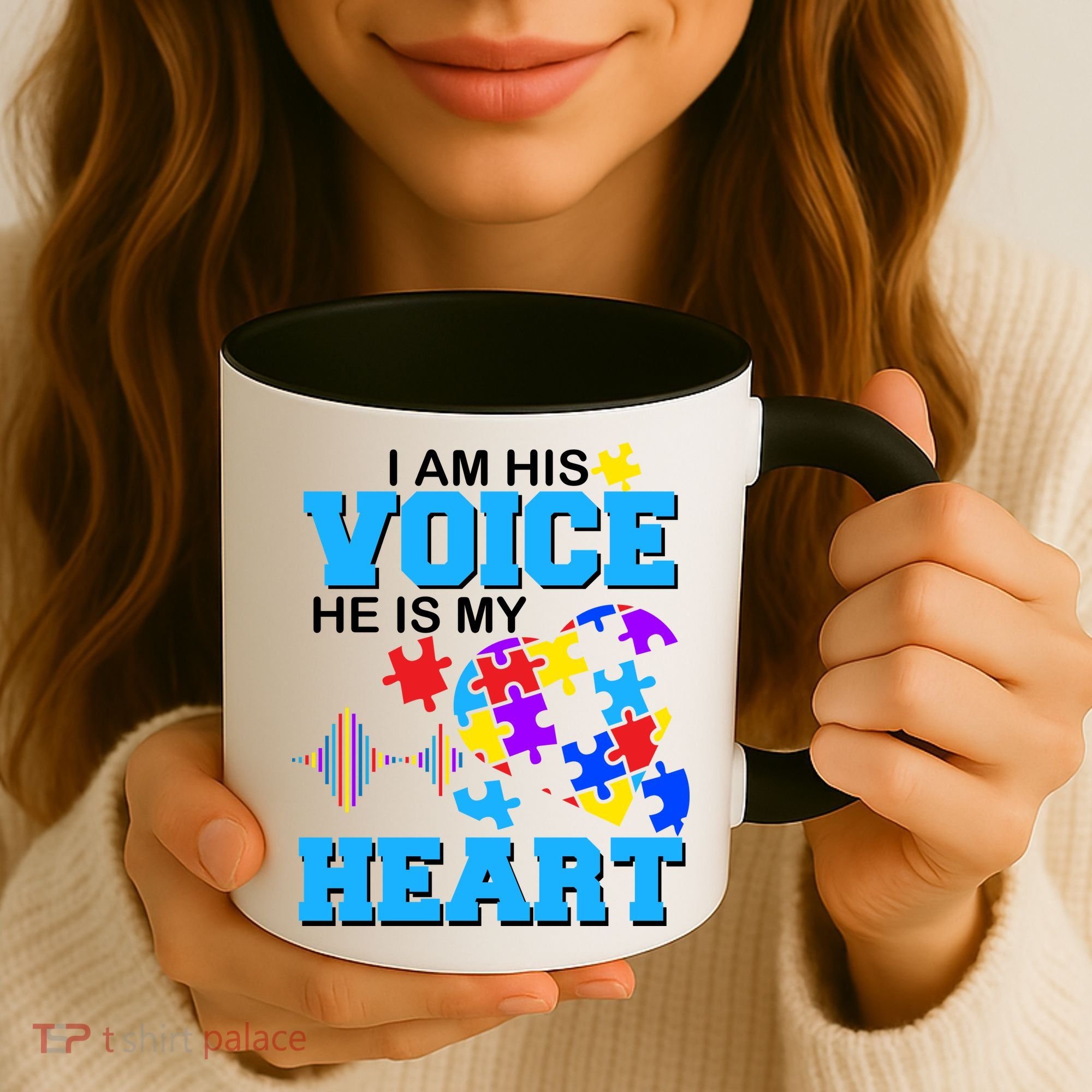 I Am His Voice He Is My Heart Autism Coffee Mug