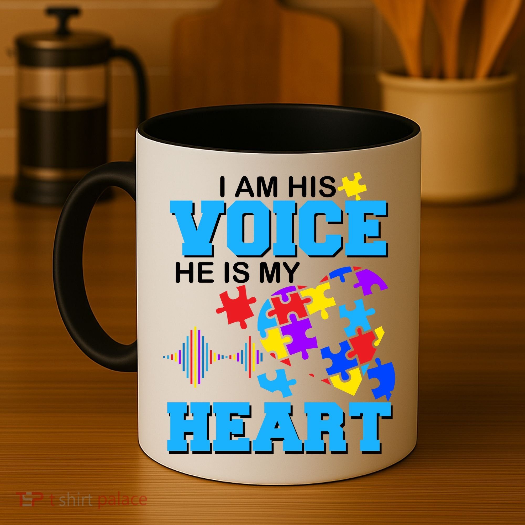 I Am His Voice He Is My Heart Autism Coffee Mug