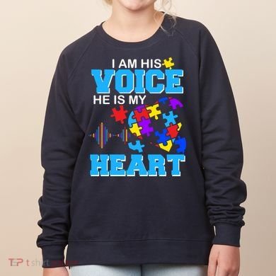 I Am His Voice He Is My Heart Autism Women's Sweatshirt
