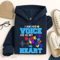 I Am His Voice He Is My Heart Autism Hoodie thumb 4
