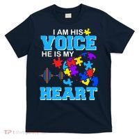 I Am His Voice He Is My Heart Autism T-Shirt thumb 0