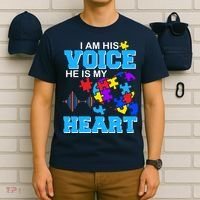 I Am His Voice He Is My Heart Autism T-Shirt thumb 6