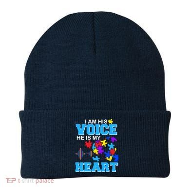 I Am His Voice He Is My Heart Autism Beanie