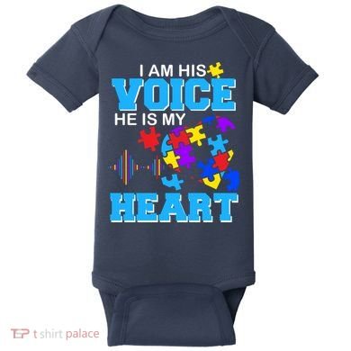 I Am His Voice He Is My Heart Autism Baby Bodysuit