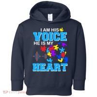 I Am His Voice He Is My Heart Autism Toddler Hoodie thumb 0