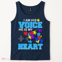 I Am His Voice He Is My Heart Autism Tank Top thumb 2