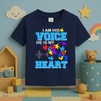 I Am His Voice He Is My Heart Autism Toddler T-Shirt thumb 3