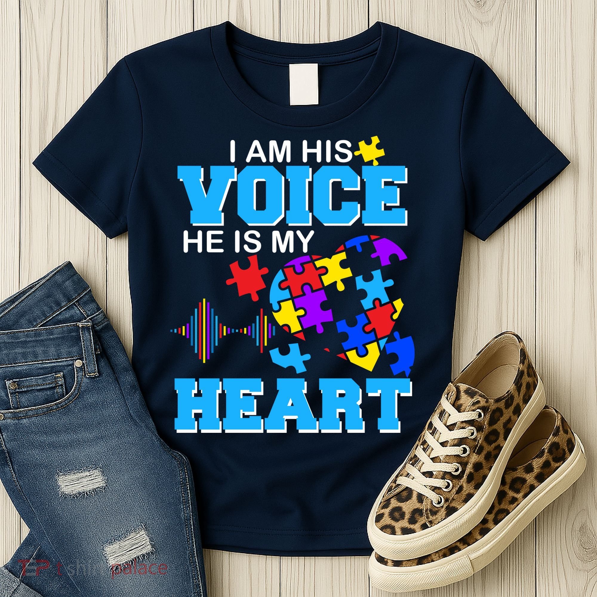 I Am His Voice He Is My Heart Autism Women's T-Shirt
