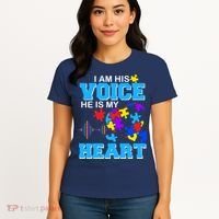 I Am His Voice He Is My Heart Autism Women's T-Shirt thumb 4