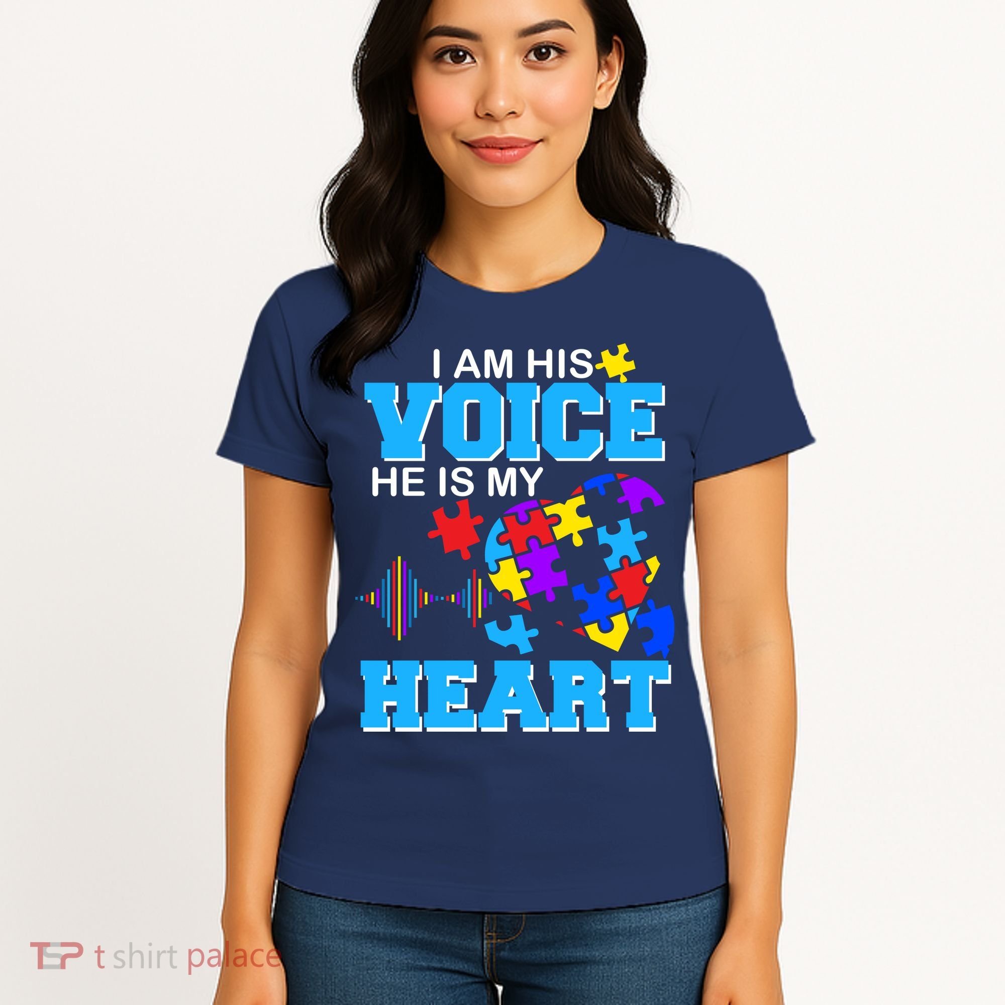 I Am His Voice He Is My Heart Autism Women's T-Shirt