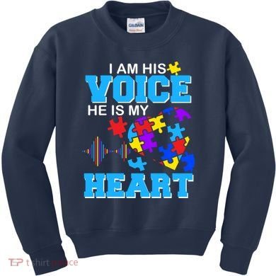 I Am His Voice He Is My Heart Autism Kids Sweatshirt