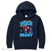 I Am His Voice He Is My Heart Autism Kids Hoodie thumb 0