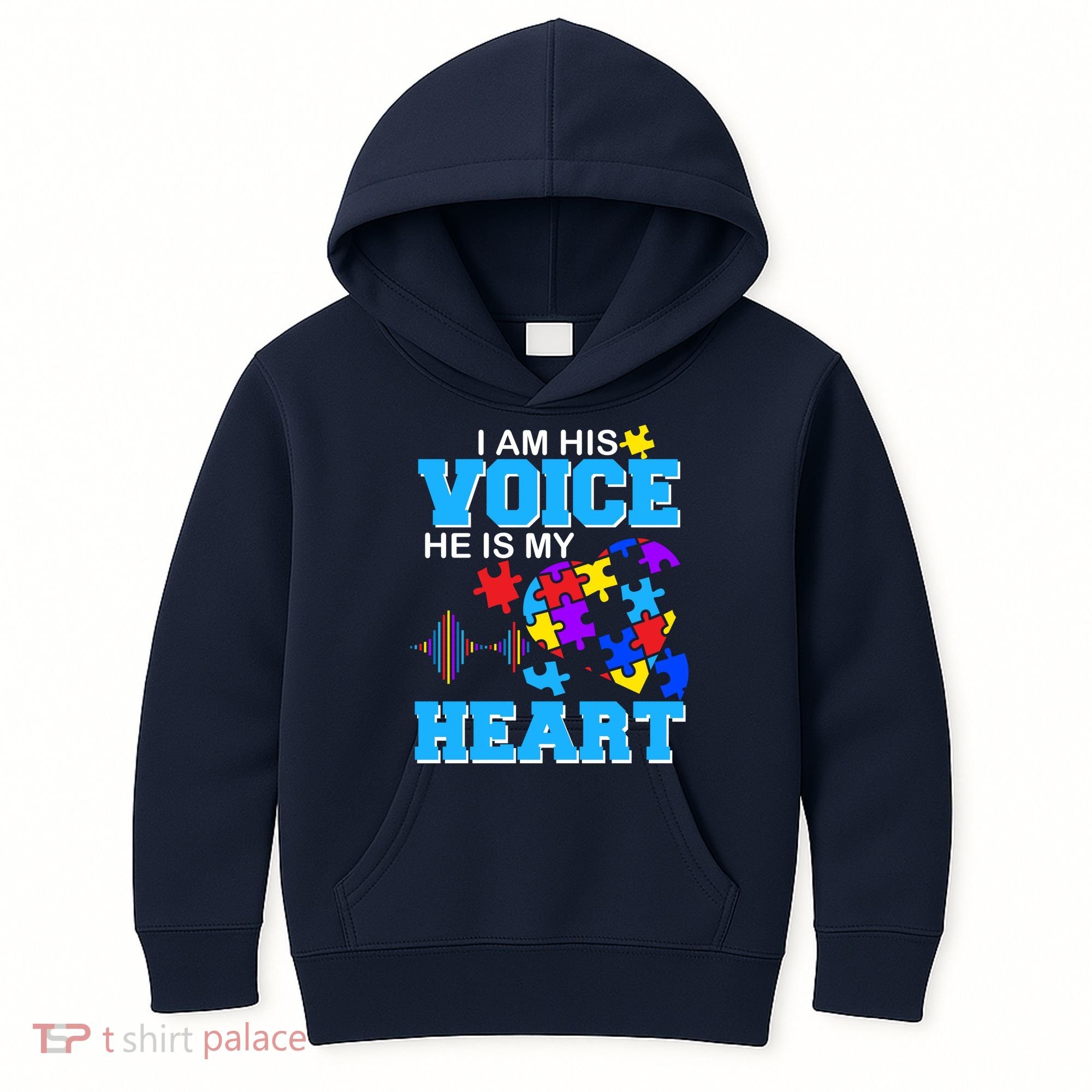 I Am His Voice He Is My Heart Autism Kids Hoodie