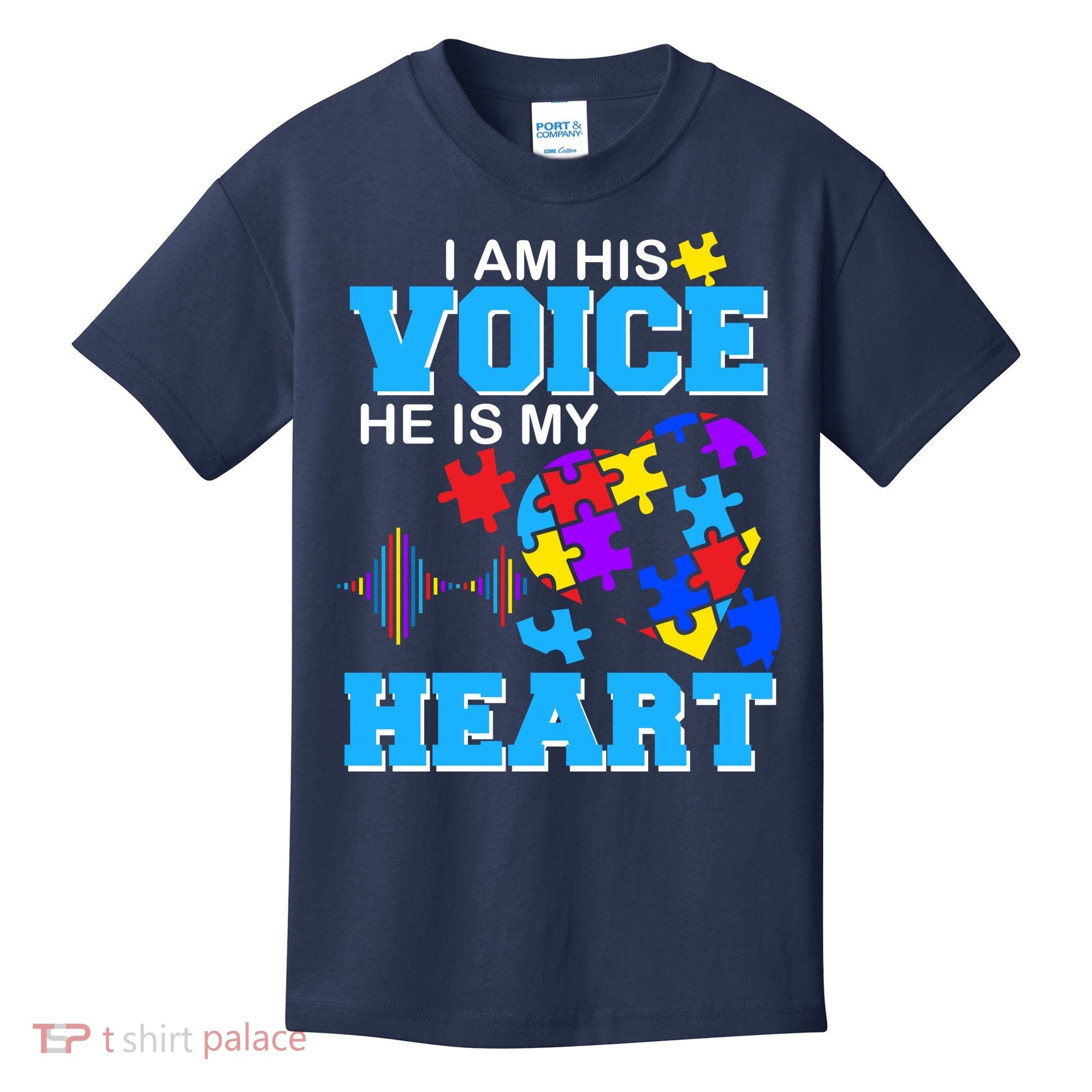 I Am His Voice He Is My Heart Autism Kids T-Shirt
