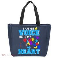 I Am His Voice He Is My Heart Autism Tote Bag thumb 0