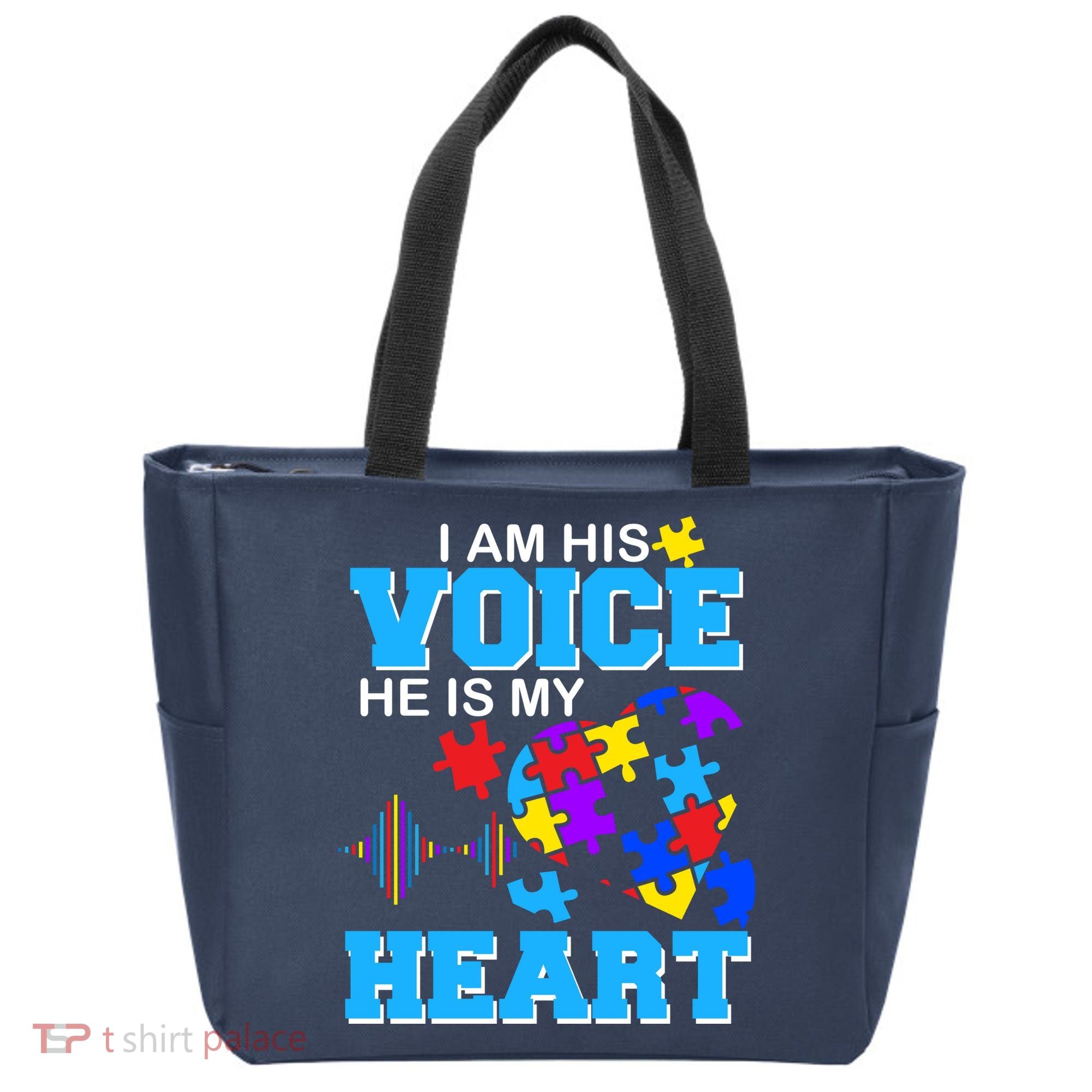 I Am His Voice He Is My Heart Autism Tote Bag