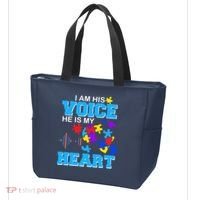 I Am His Voice He Is My Heart Autism Tote Bag thumb 3