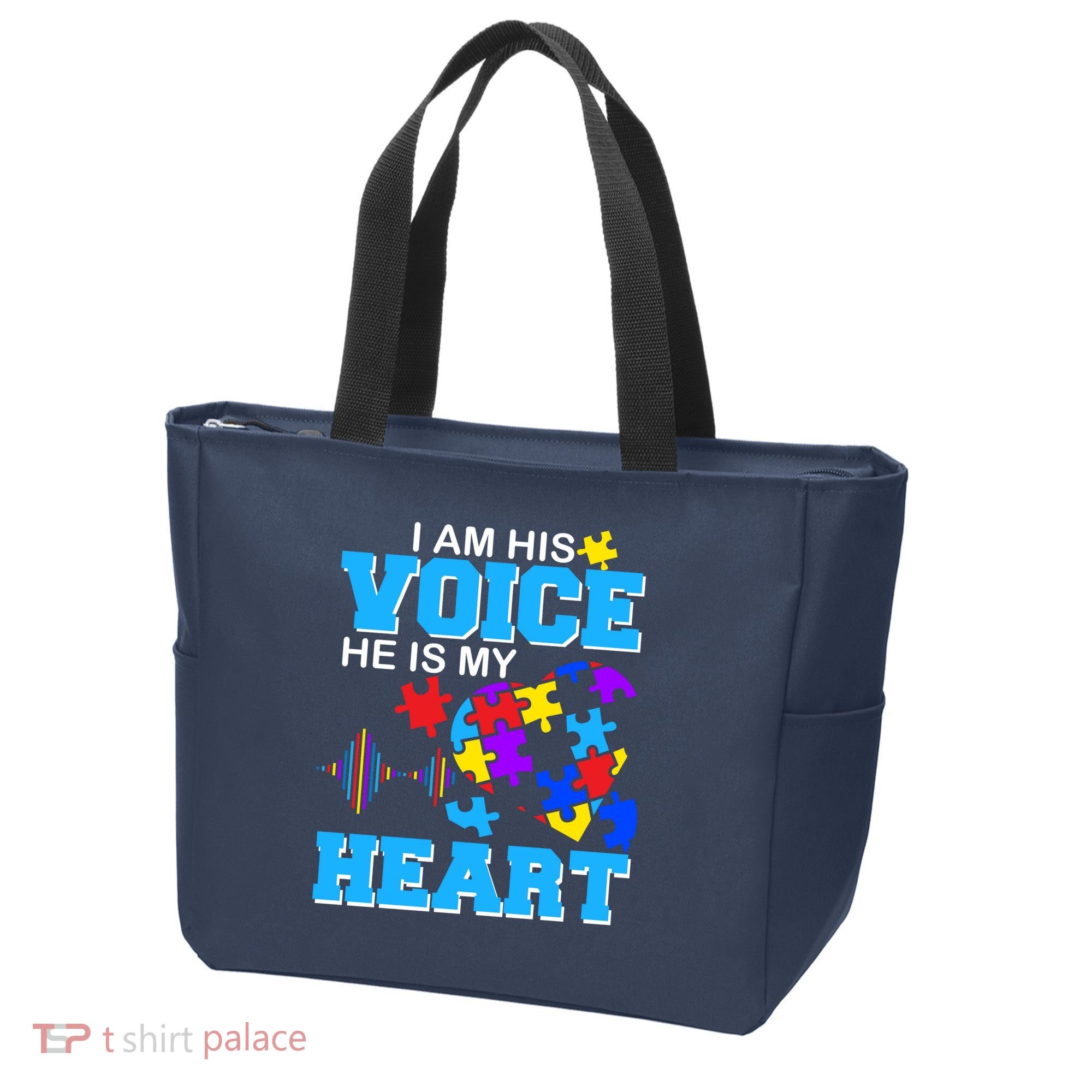 I Am His Voice He Is My Heart Autism Tote Bag