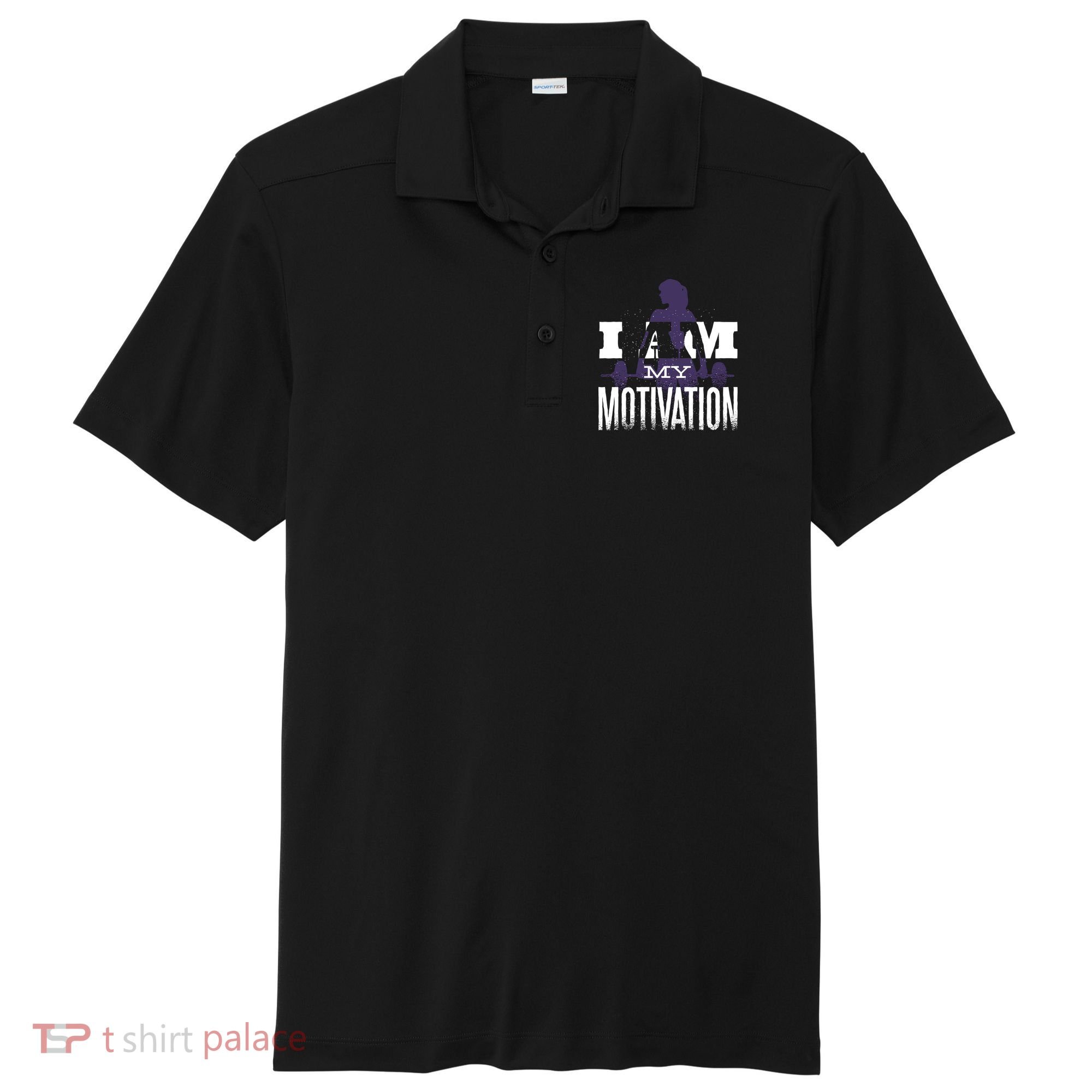 I Am My Motivation Gym Exercise Workout Sport-Tek Posi-UV Pro Polo
