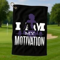 I Am My Motivation Gym Exercise Workout Golf Towel thumb 1