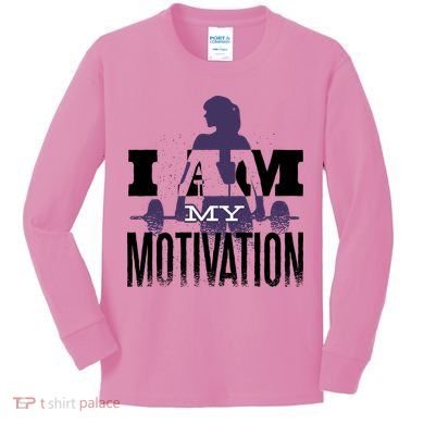 I Am My Motivation Gym Exercise Workout Kids Long Sleeve Shirt
