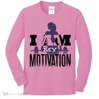 I Am My Motivation Gym Exercise Workout Kids Long Sleeve Shirt thumb 0