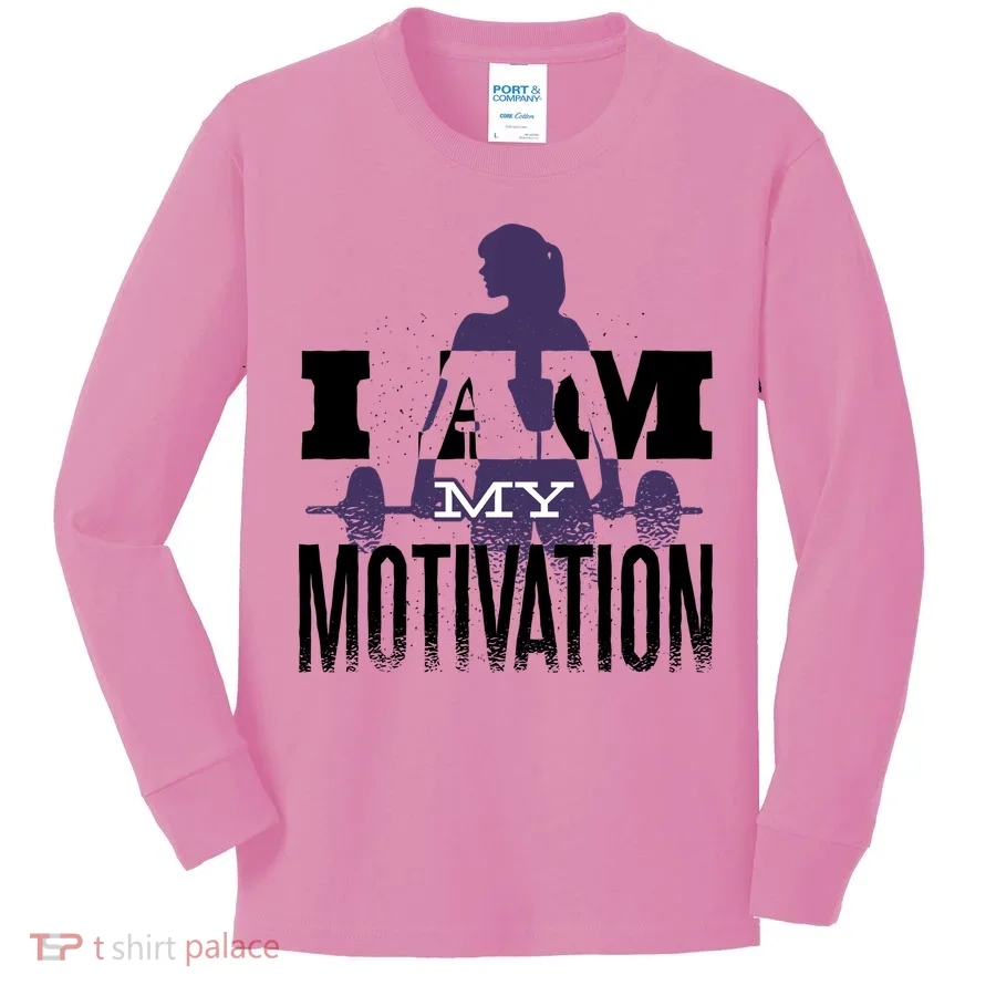 I Am My Motivation Gym Exercise Workout Kids Long Sleeve Shirt