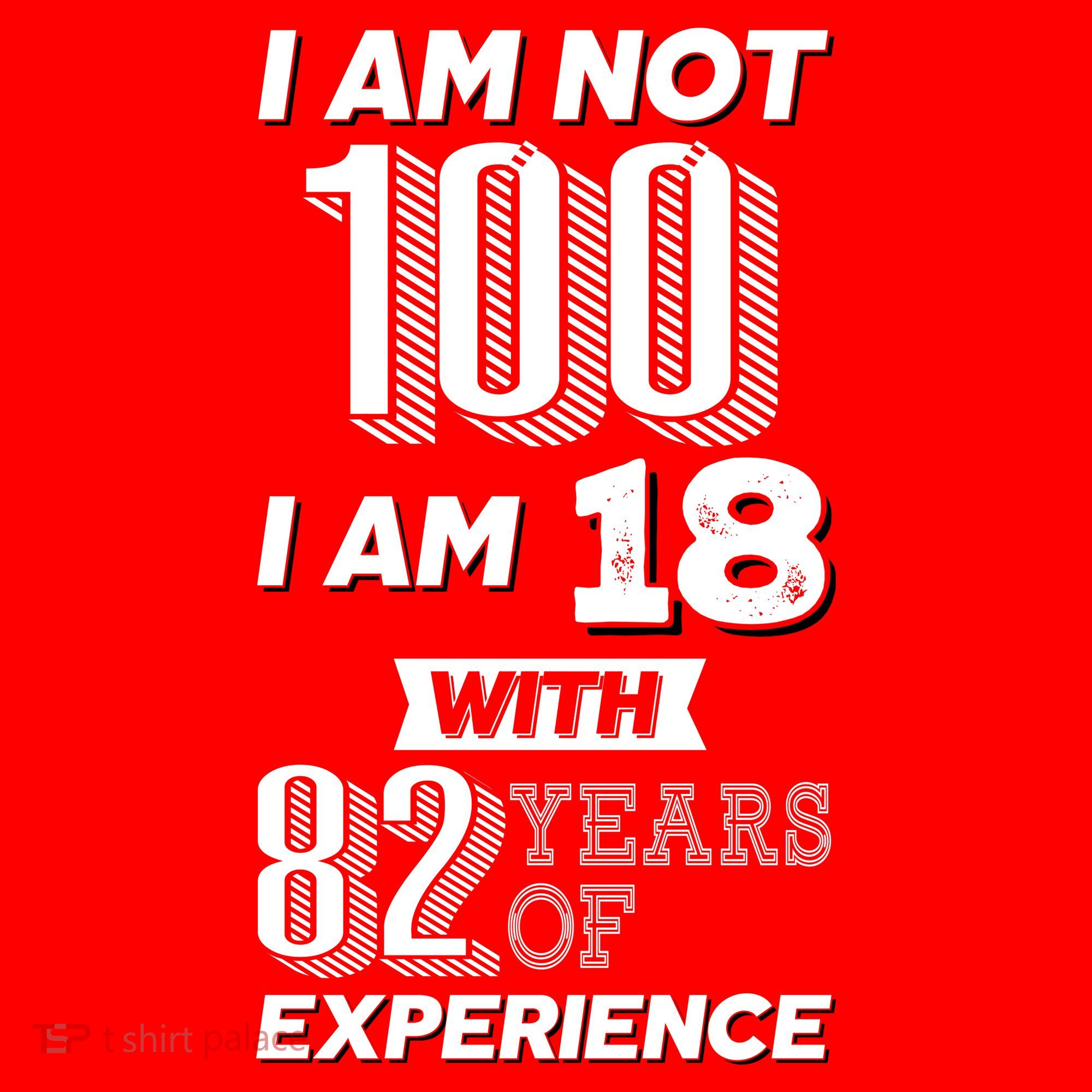 I Am Not 100 I Am 18 With 82 Years Of Experience 100th Birthday T-Shirt