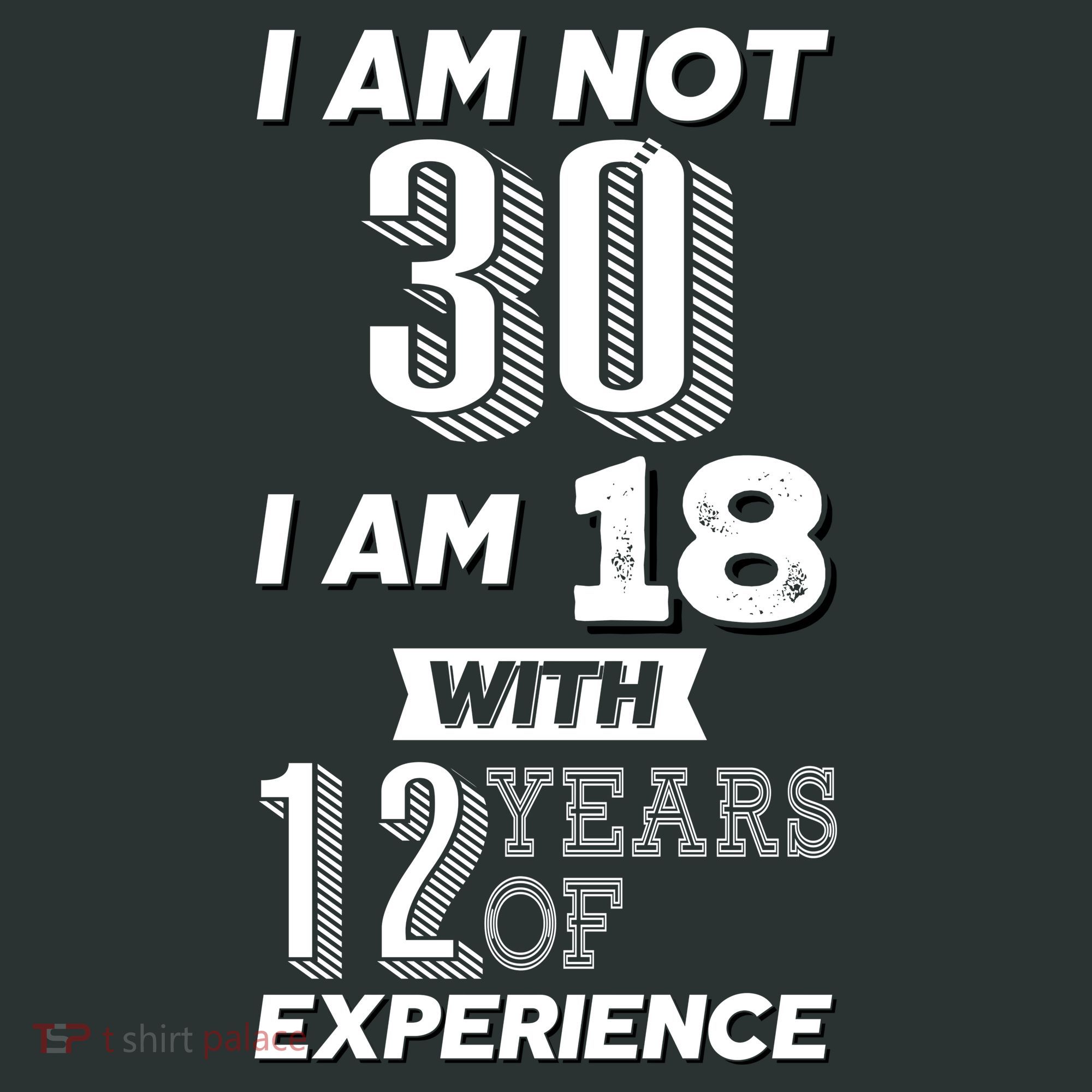 I Am Not 30 I Am 18 With 12 Years Of Experience 30th Birthday T-Shirt