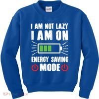 I Am Not Lazy I Am On Energy Saving Mode Funny Kids Sweatshirt thumb 0