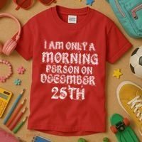 I Am Only a Morning Person on December 25th Christmas Kids T-Shirt thumb 3