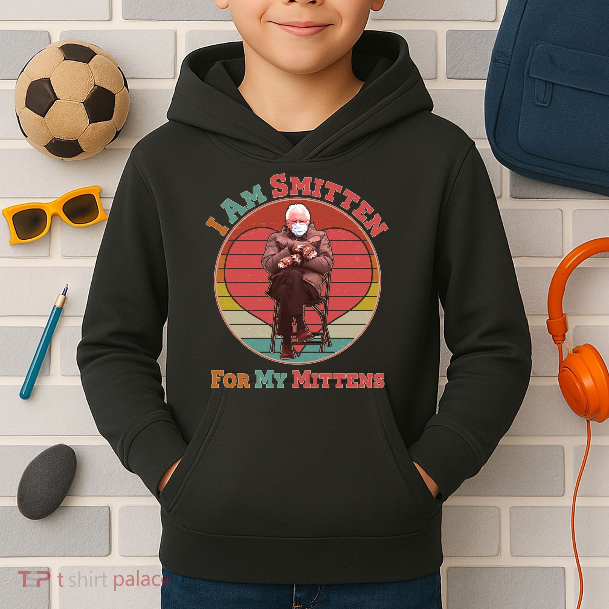 I Am Smitten For My Mittens Funny Bernie Sanders Meme Kids Hoodie