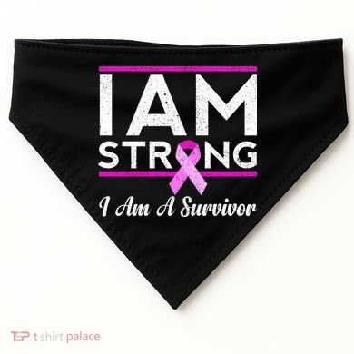 I Am Strong Breast Cancer Survivor USA-Made Doggie Bandana