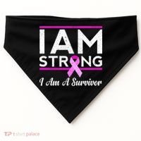 I Am Strong Breast Cancer Survivor USA-Made Doggie Bandana thumb 0