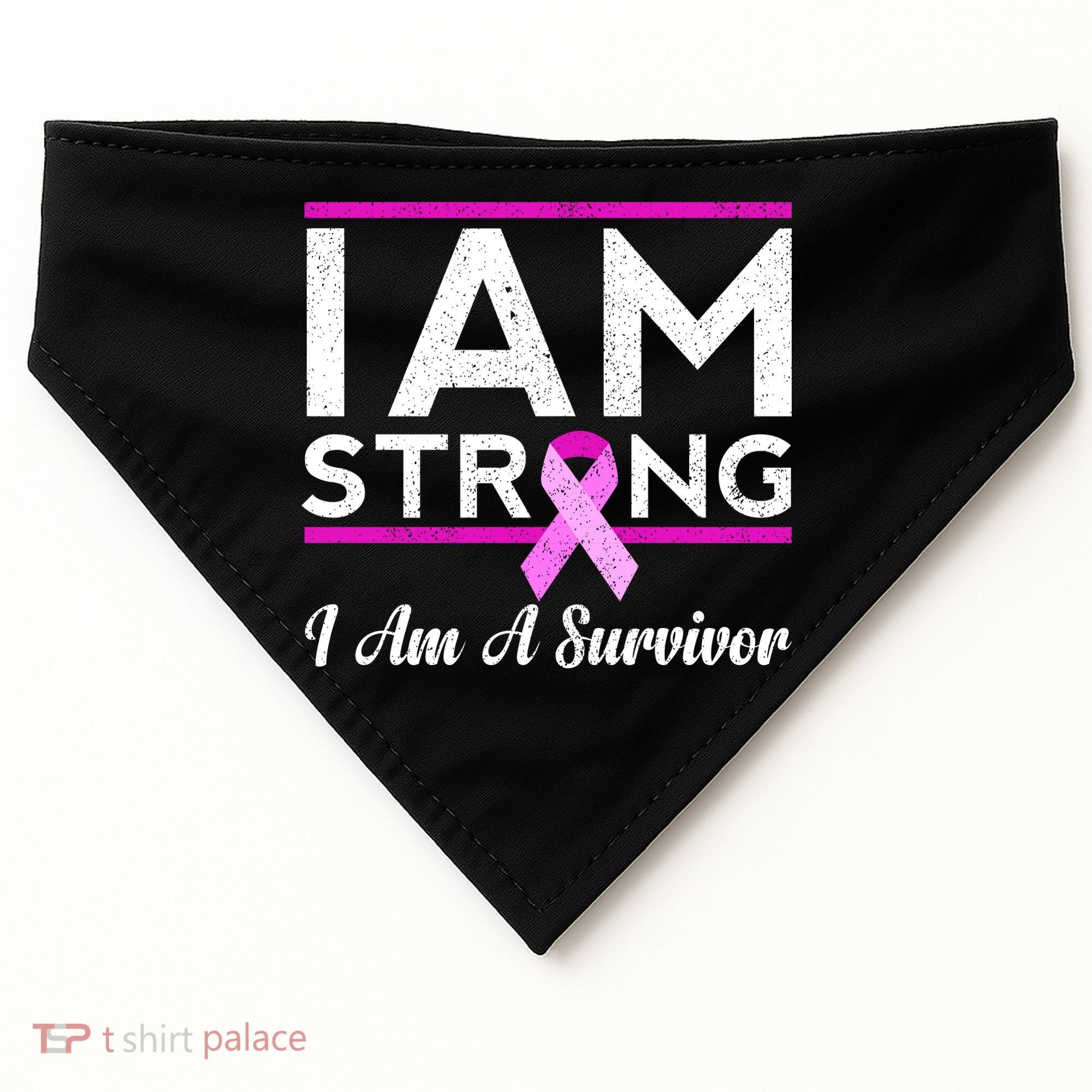 I Am Strong Breast Cancer Survivor USA-Made Doggie Bandana